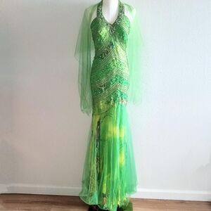 Y2K Floral Beaded Sequin Fairy Prom Dress